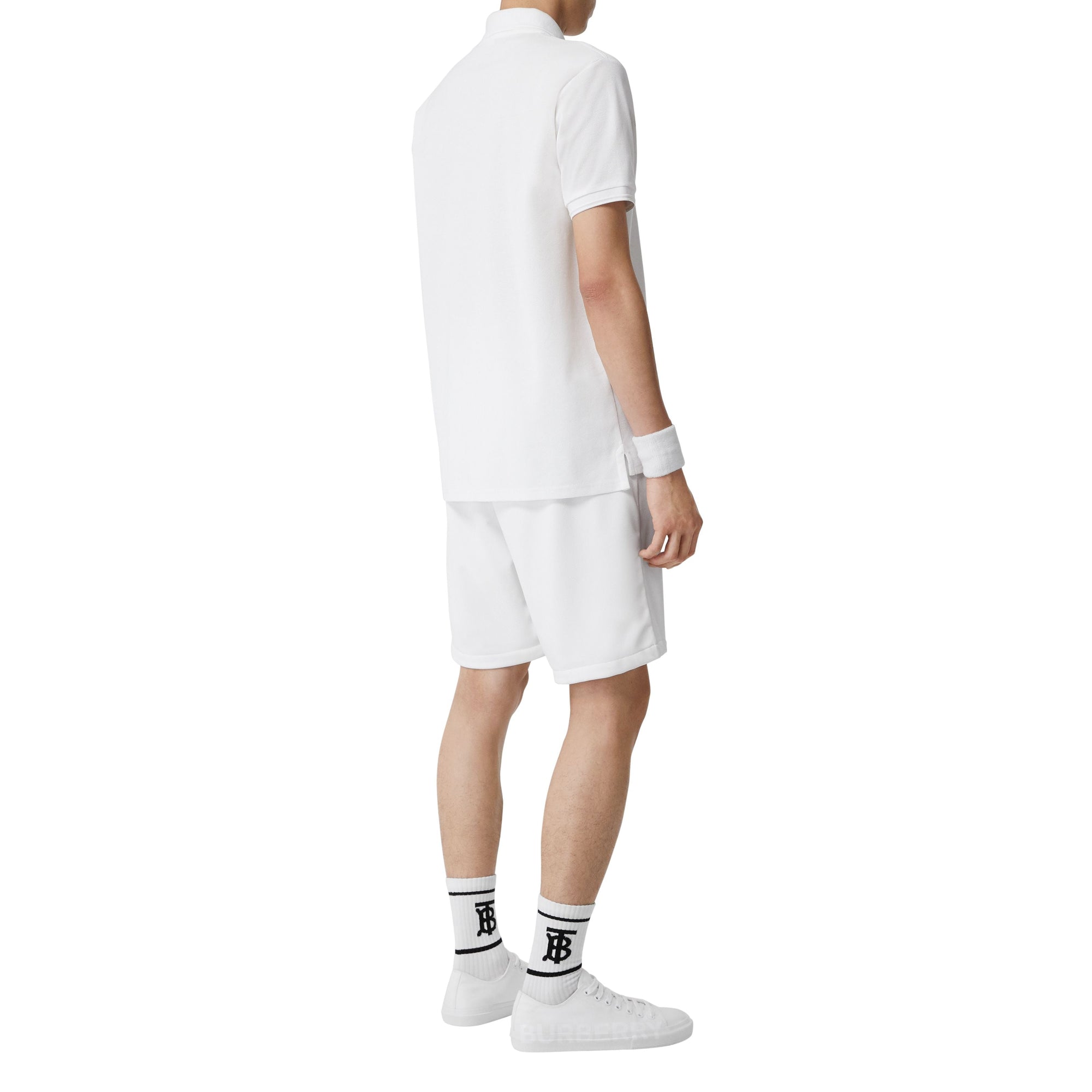 Polo oversize en piqué de coton Monogram - White