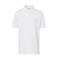 Polo oversize en piqué de coton Monogram - White
