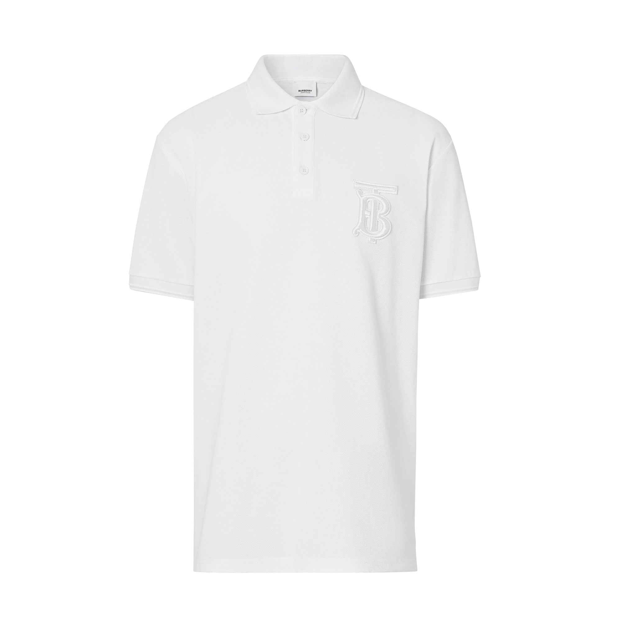 Polo oversize en piqué de coton Monogram - White