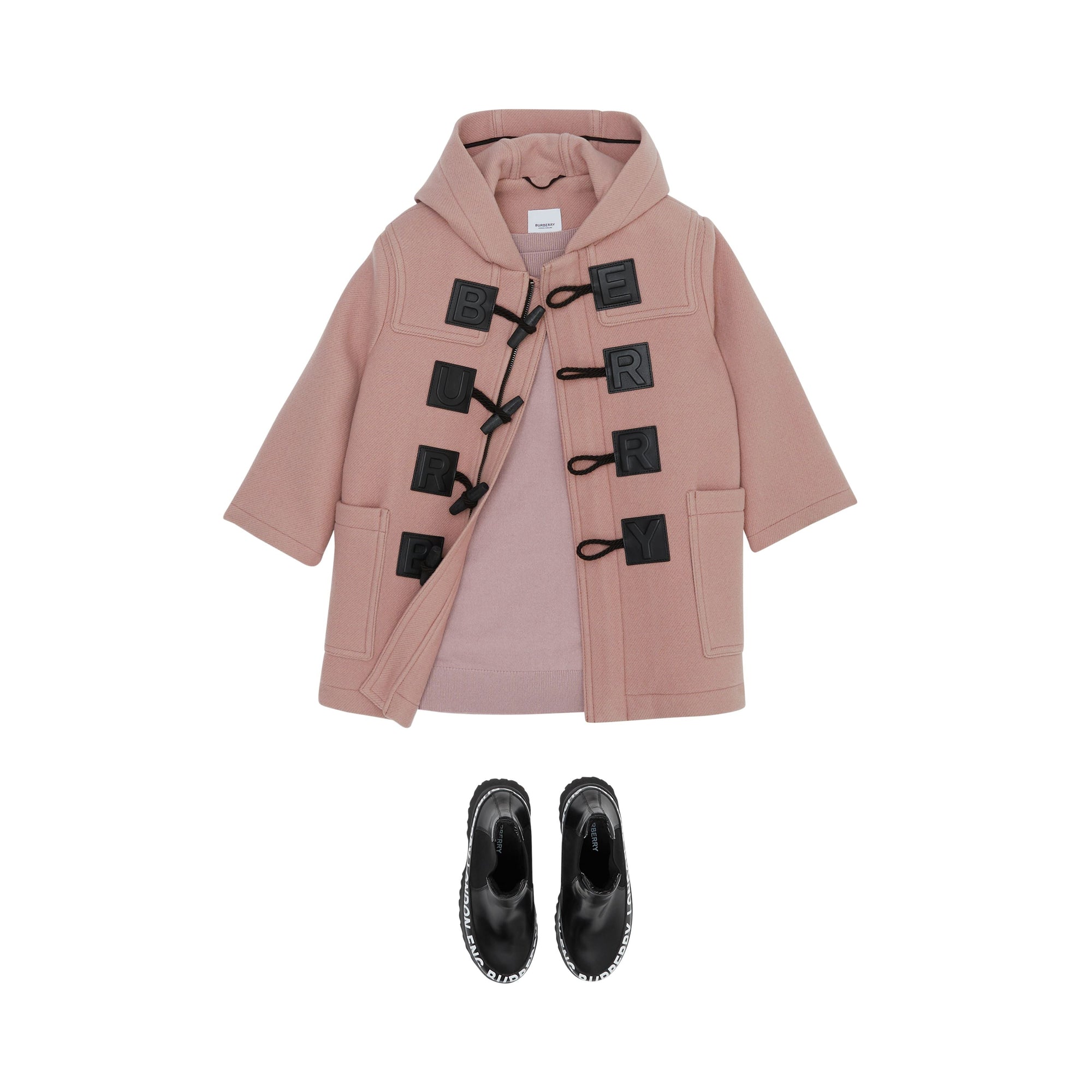 Duffle-coat en laine et cachemire mélangés avec logo - Lavender Pink