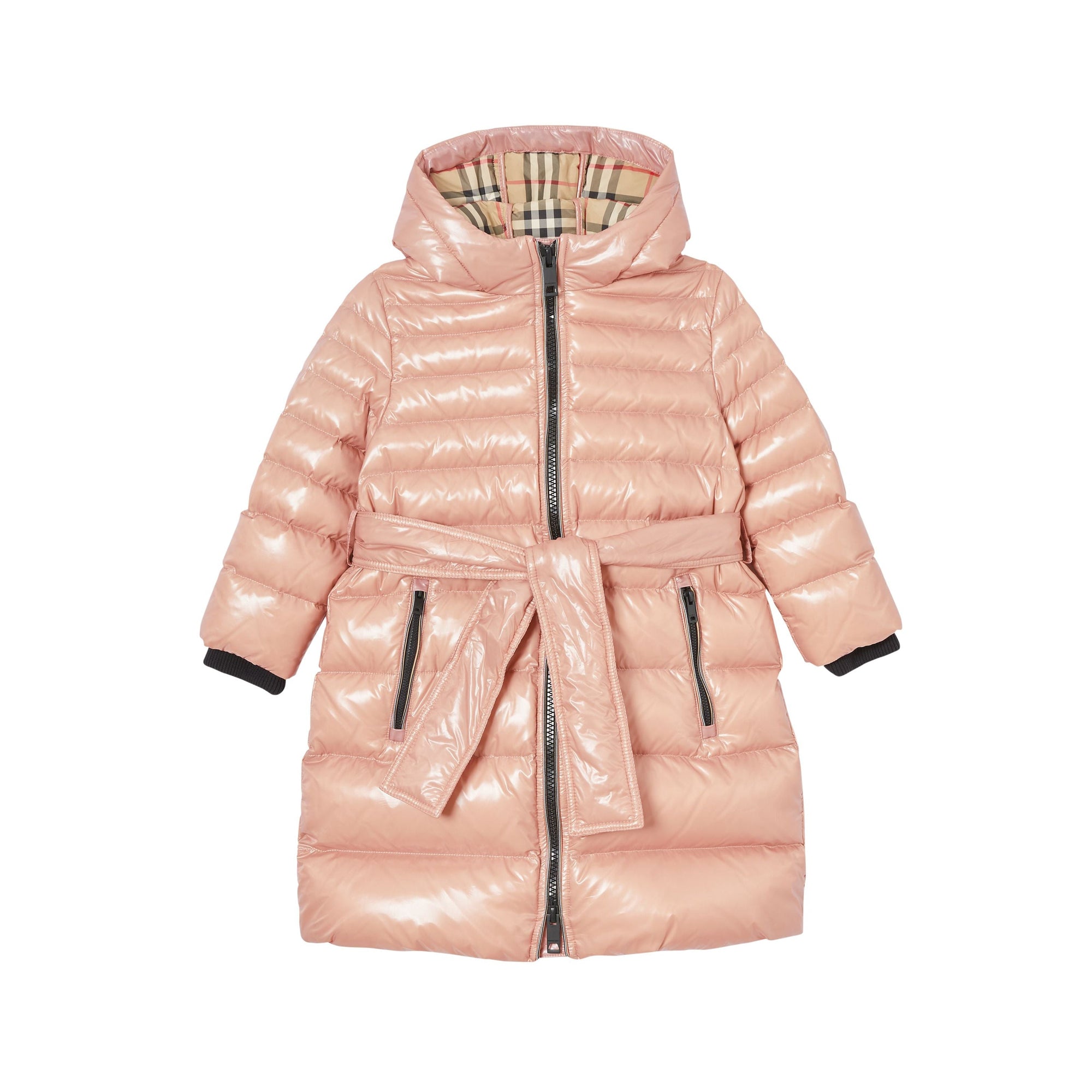 Doudoune rembourrée à capuche avec rayures iconiques - Lavender Pink