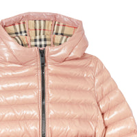 Doudoune rembourrée à capuche avec rayures iconiques - Lavender Pink
