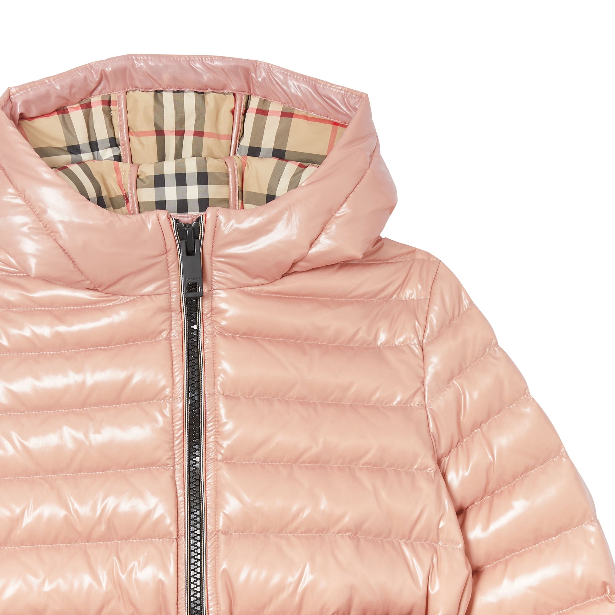 Doudoune rembourrée à capuche avec rayures iconiques - Lavender Pink