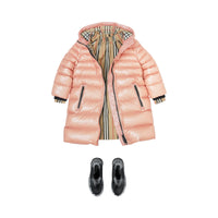 Doudoune rembourrée à capuche avec rayures iconiques - Lavender Pink
