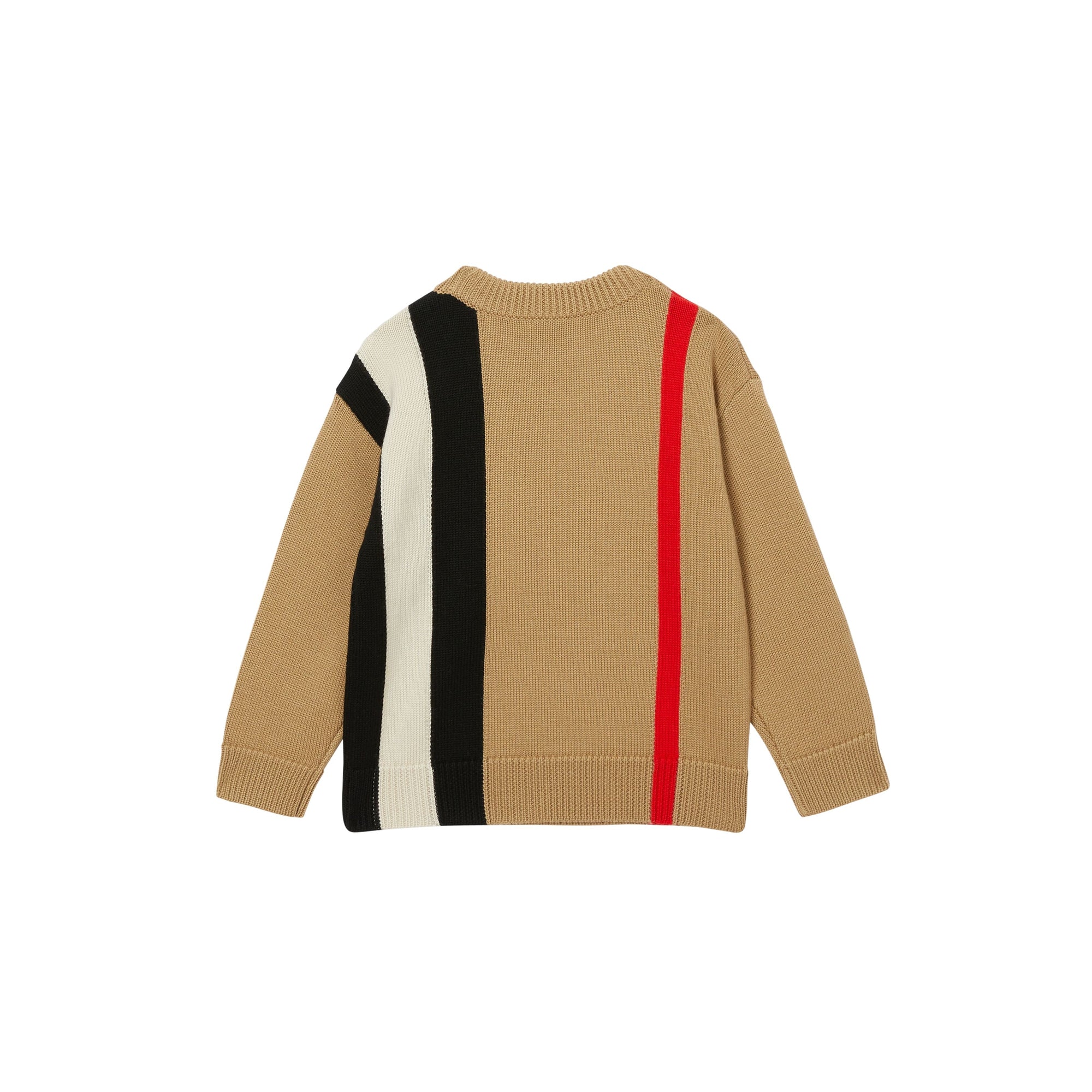 Pull en laine avec rayures iconiques et logo en intarsia - Archive Beige