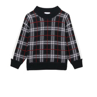 Pull en jacquard de laine mérinos check - Black