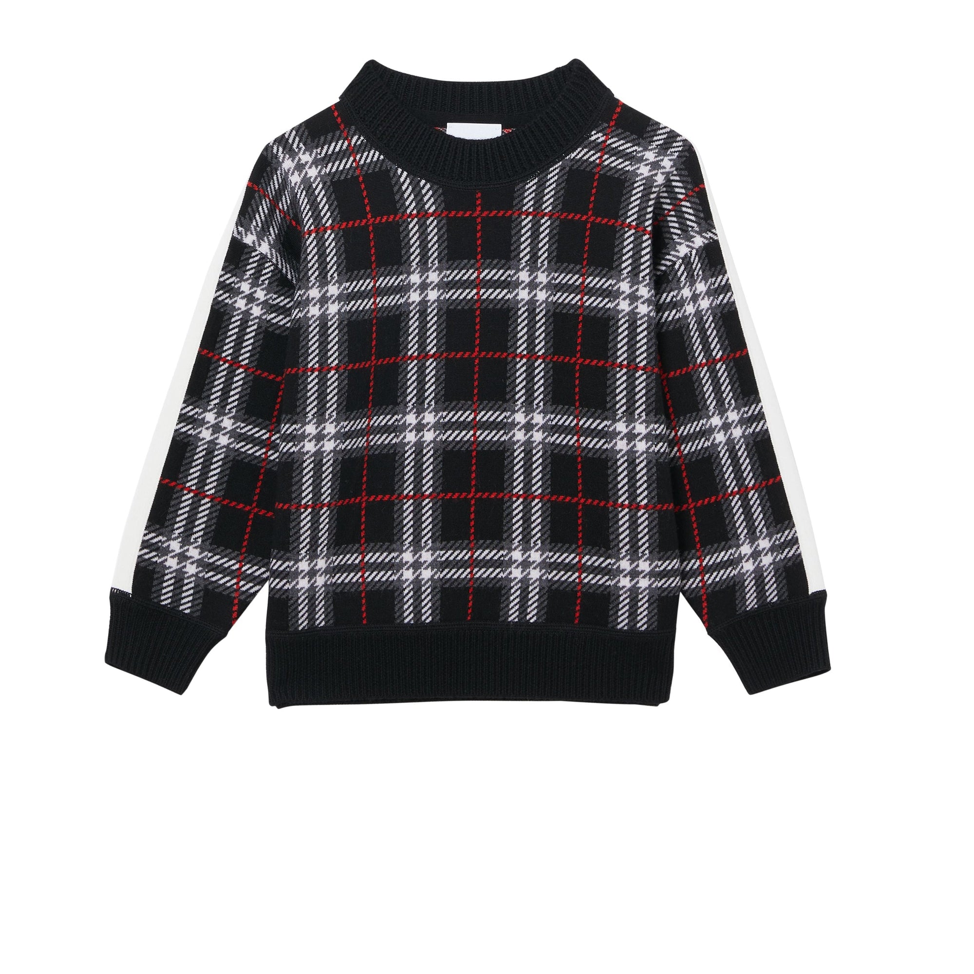 Pull en jacquard de laine mérinos check - Black