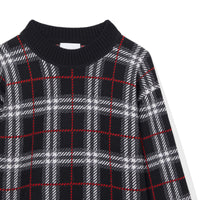 Pull en jacquard de laine mérinos check - Black