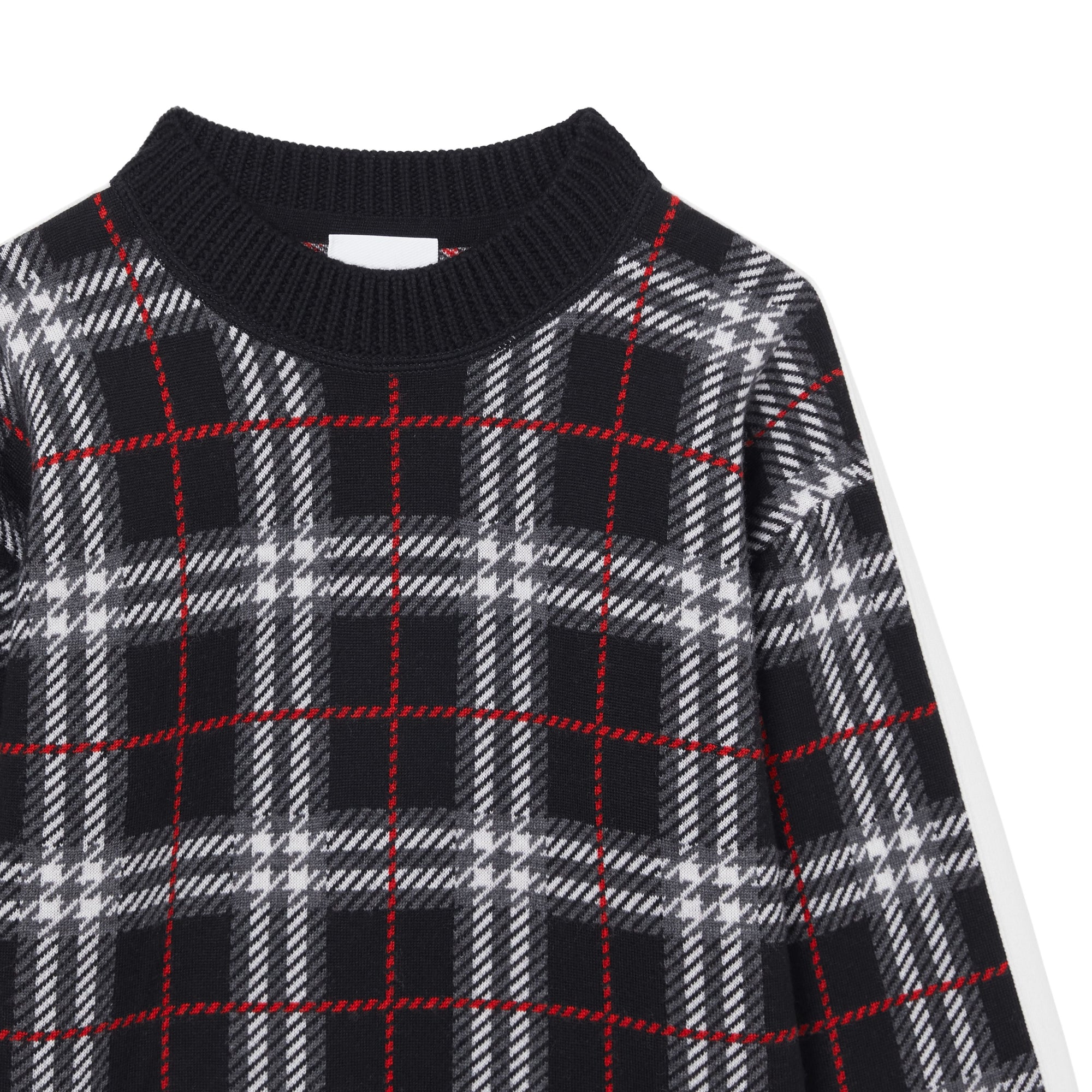 Pull en jacquard de laine mérinos check - Black