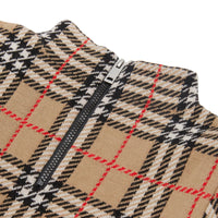 Robe en jacquard de laine mérinos check - Archive Beige