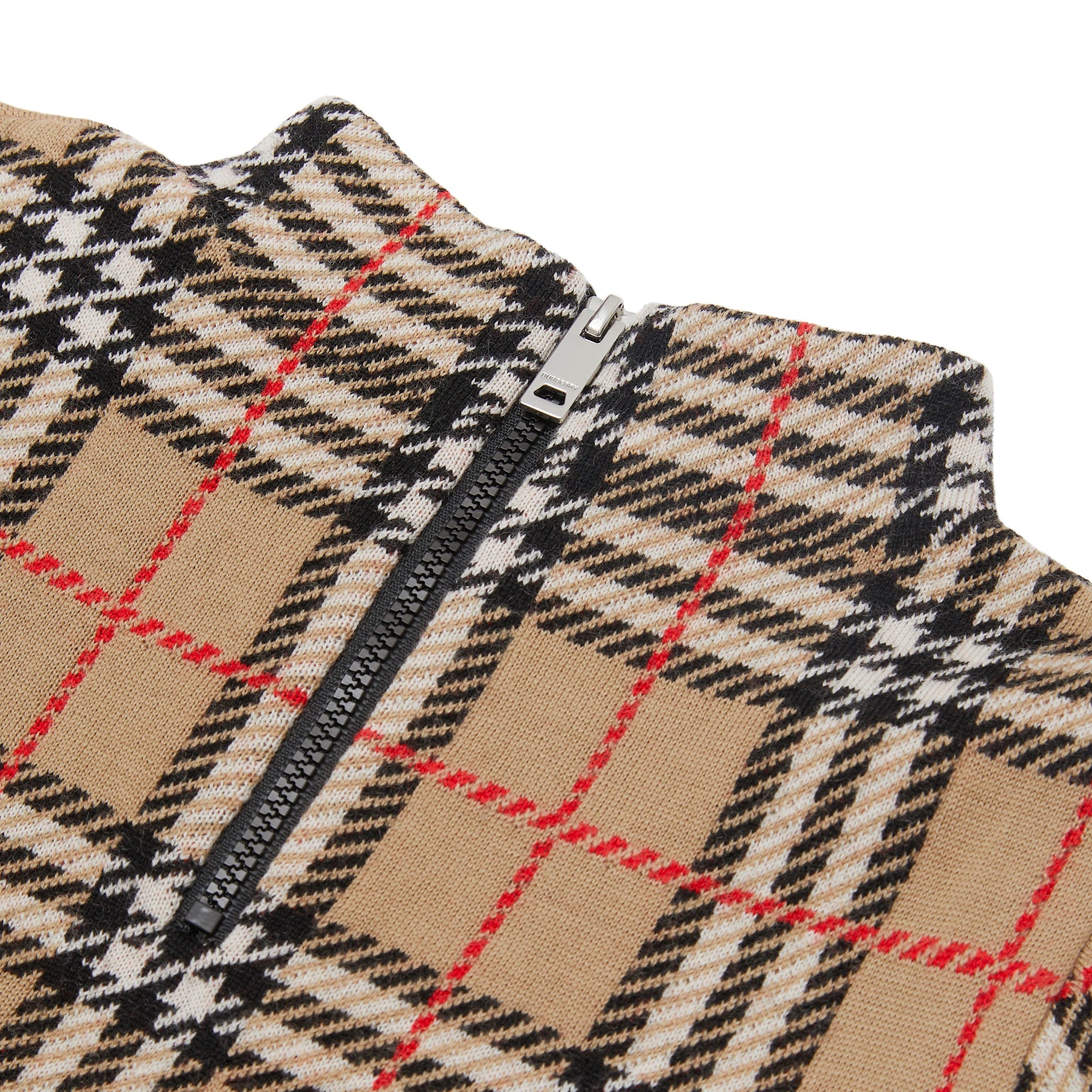 Robe en jacquard de laine mérinos check - Archive Beige