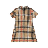 Robe en jacquard de laine mérinos check - Archive Beige