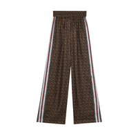 Pantalon ample en soie rayé Monogram - Bridle Brown