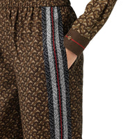 Pantalon ample en soie rayé Monogram - Bridle Brown