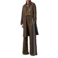 Pantalon ample en soie rayé Monogram - Bridle Brown