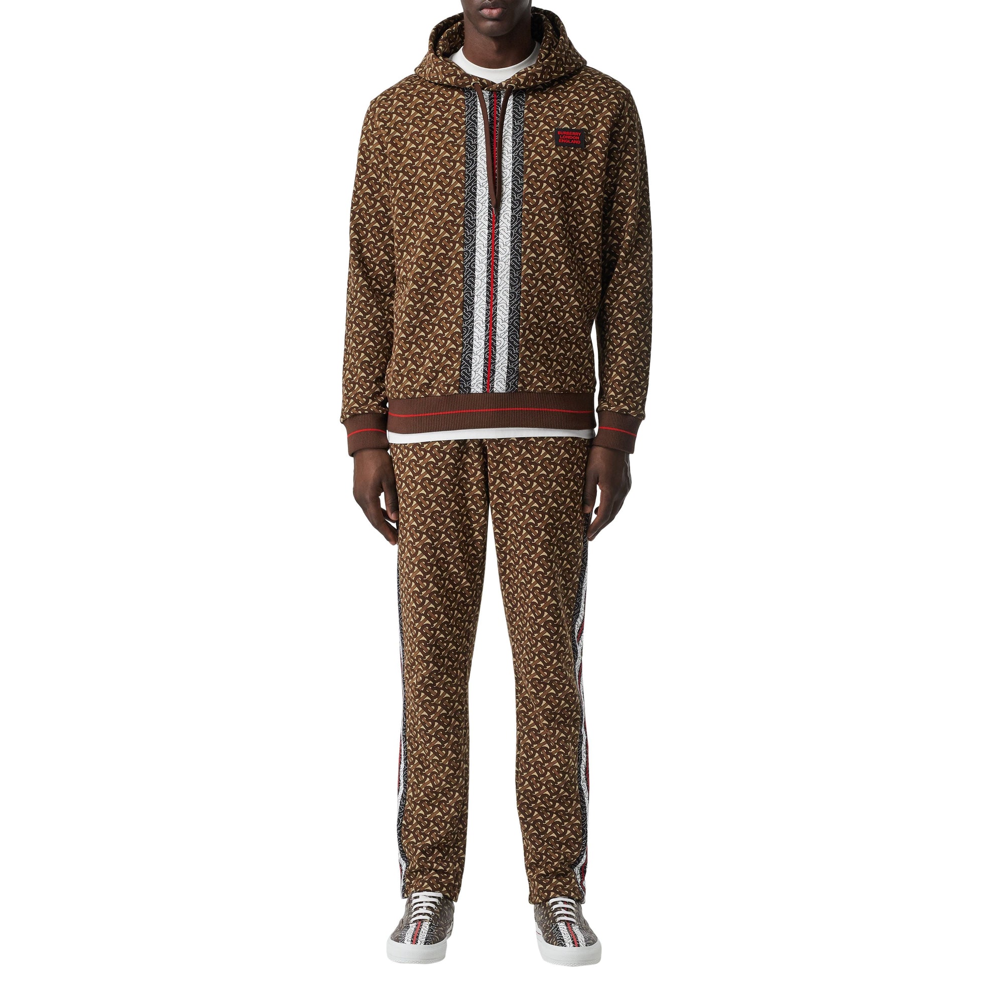 Pantalon de survêtement en coton rayé Monogram - Bridle Brown