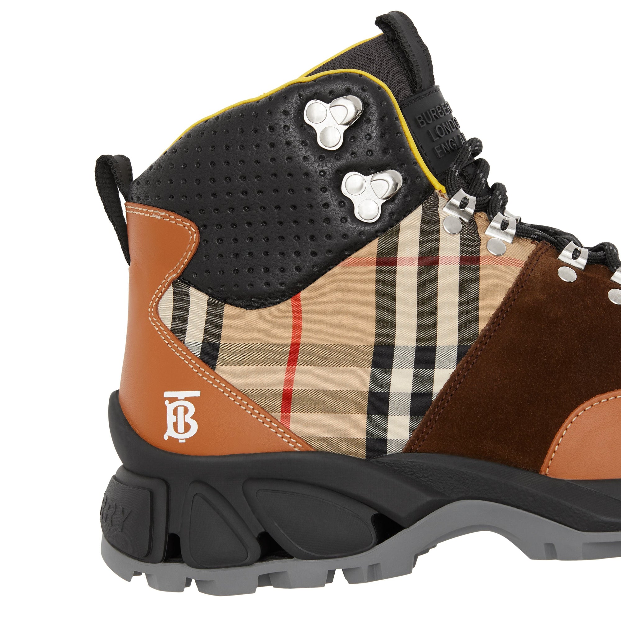 Bottines Tor en cuir coton Vintage check et cuir velours - Tan Mix
