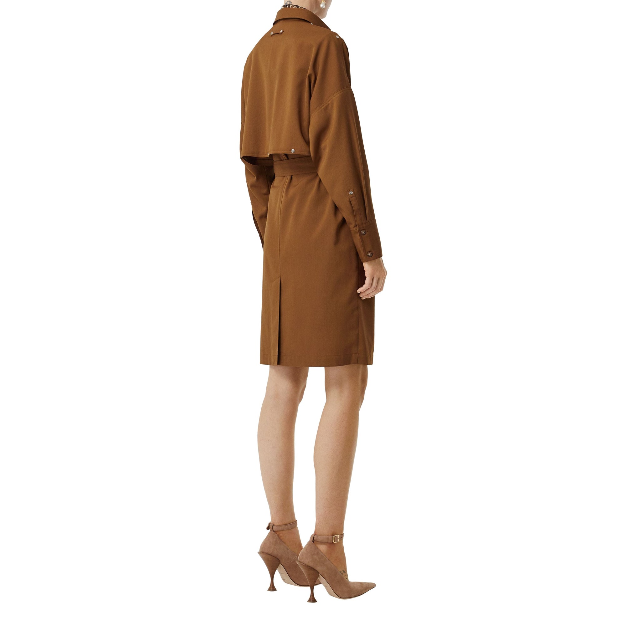 Robe chemise ceinturée en sergé de laine mélangé - Maple