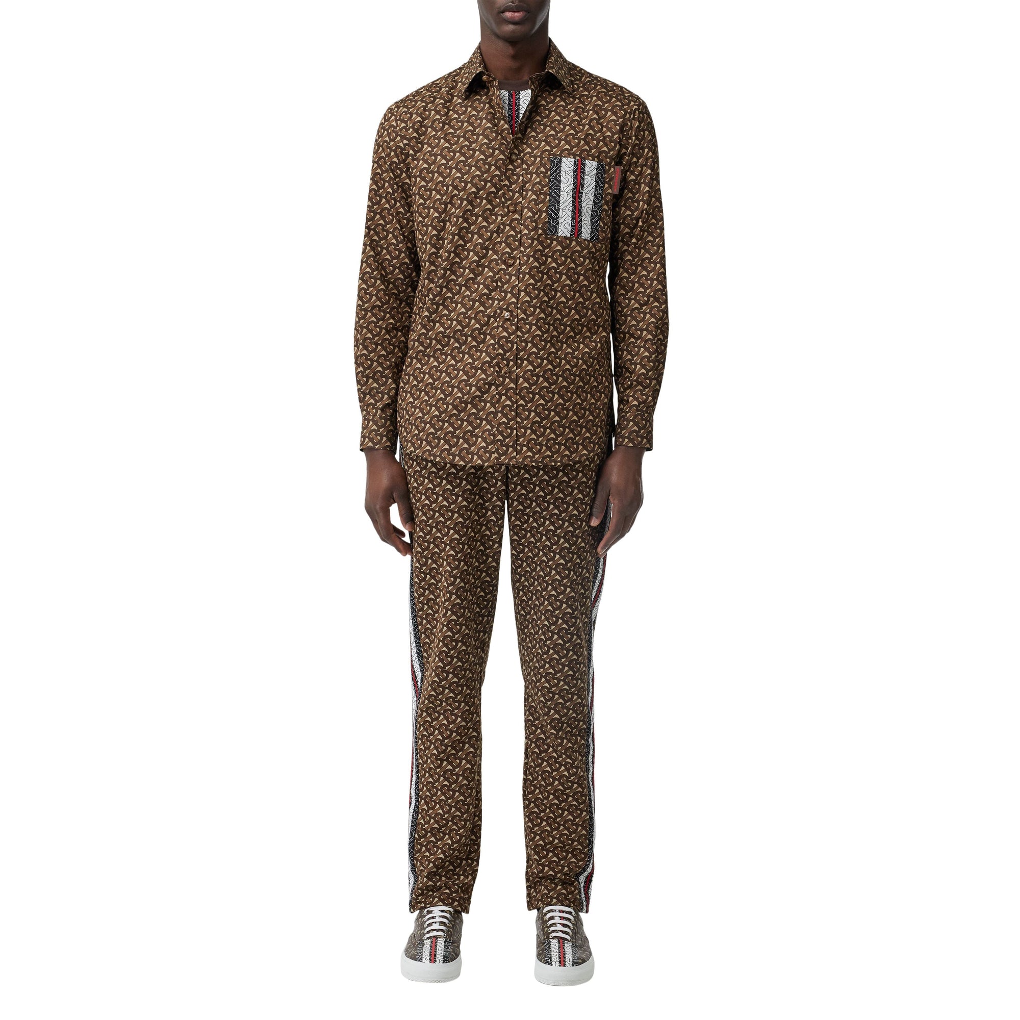 Chemise en coton rayée Monogram - Bridle Brown