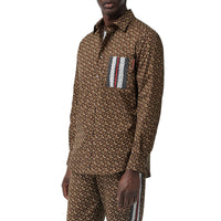 Chemise en coton rayée Monogram - Bridle Brown