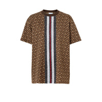 T-shirt oversize en coton rayé Monogram - Bridle Brown