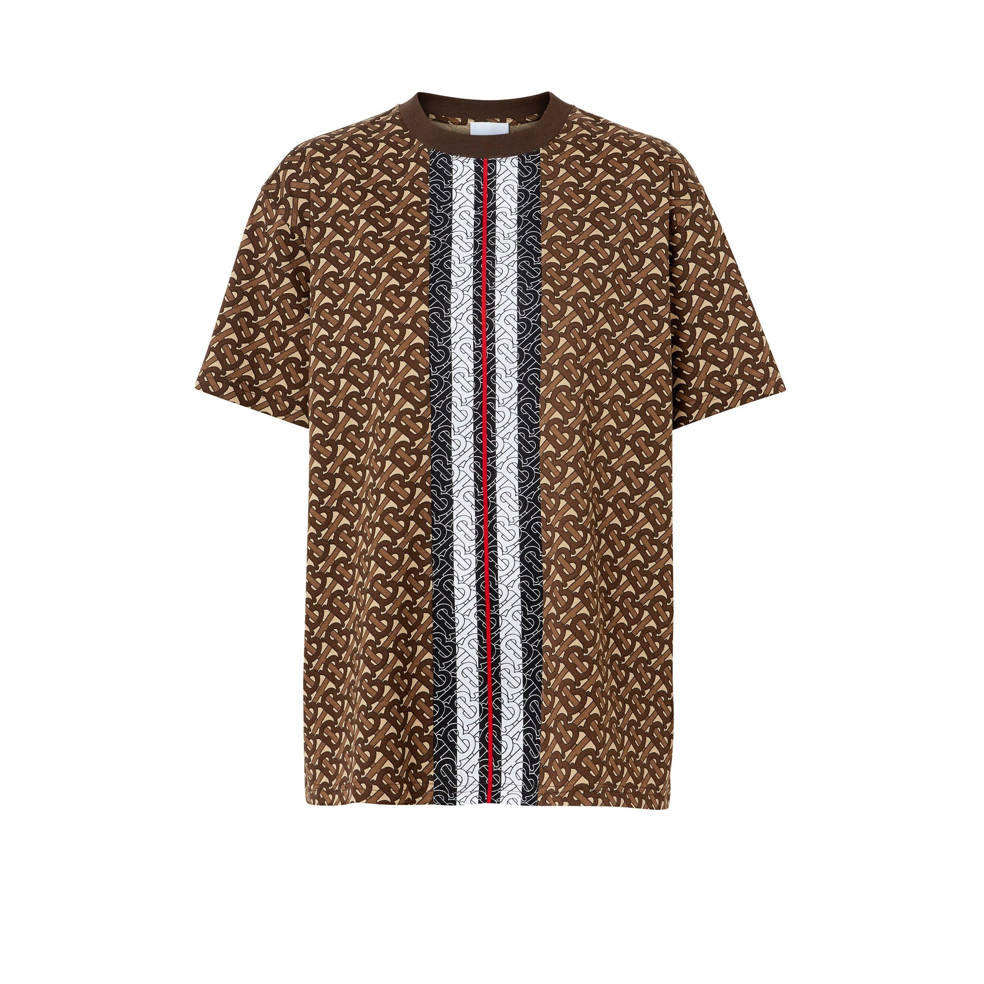 T-shirt oversize en coton rayé Monogram - Bridle Brown
