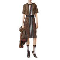 T-shirt oversize en coton rayé Monogram - Bridle Brown