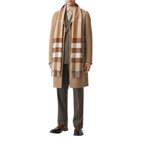 Écharpe en cachemire check - Mid Camel