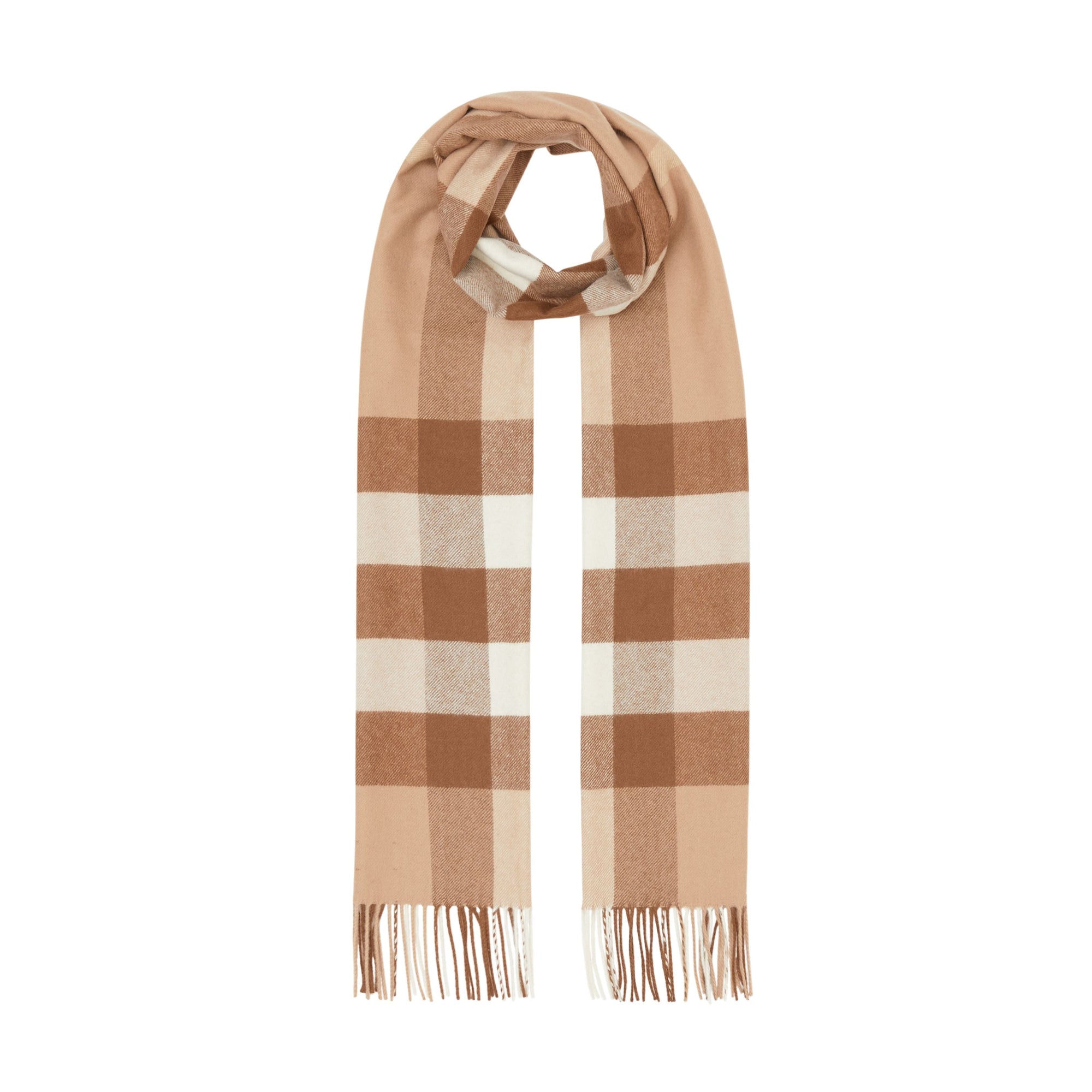 Écharpe en cachemire check - Mid Camel