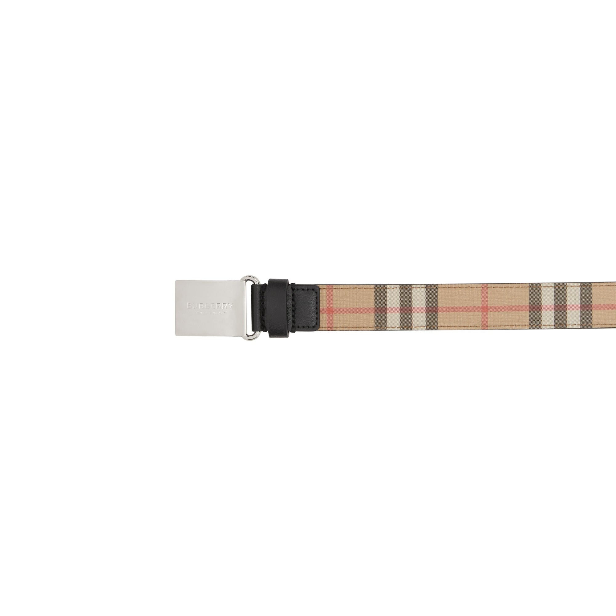 Ceinture en toile écologique Vintage check avec boucle plaque - Archive Beige