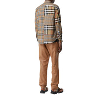 Chemise classique en coton check façon patchwork - Archive Beige