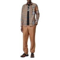 Chemise classique en coton check façon patchwork - Archive Beige