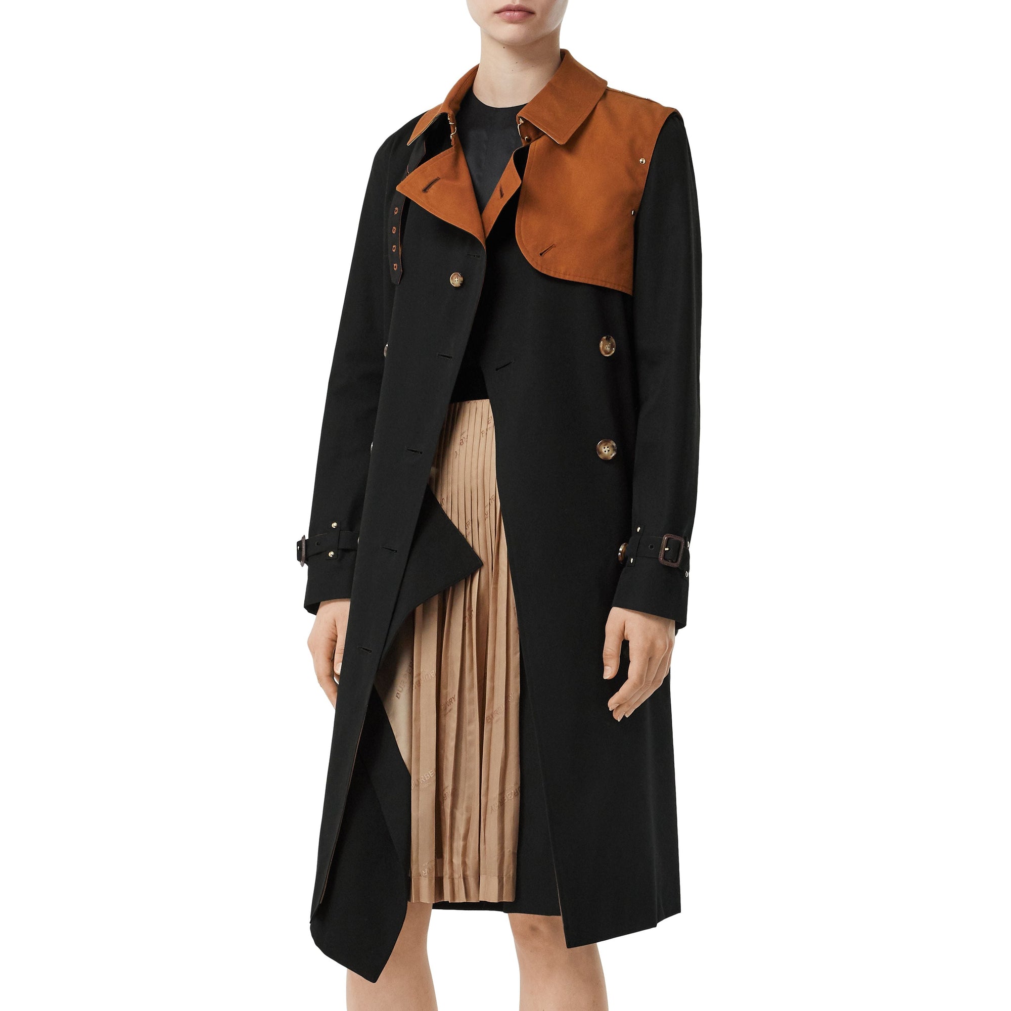 Trench en gabardine de coton bicolore - Black