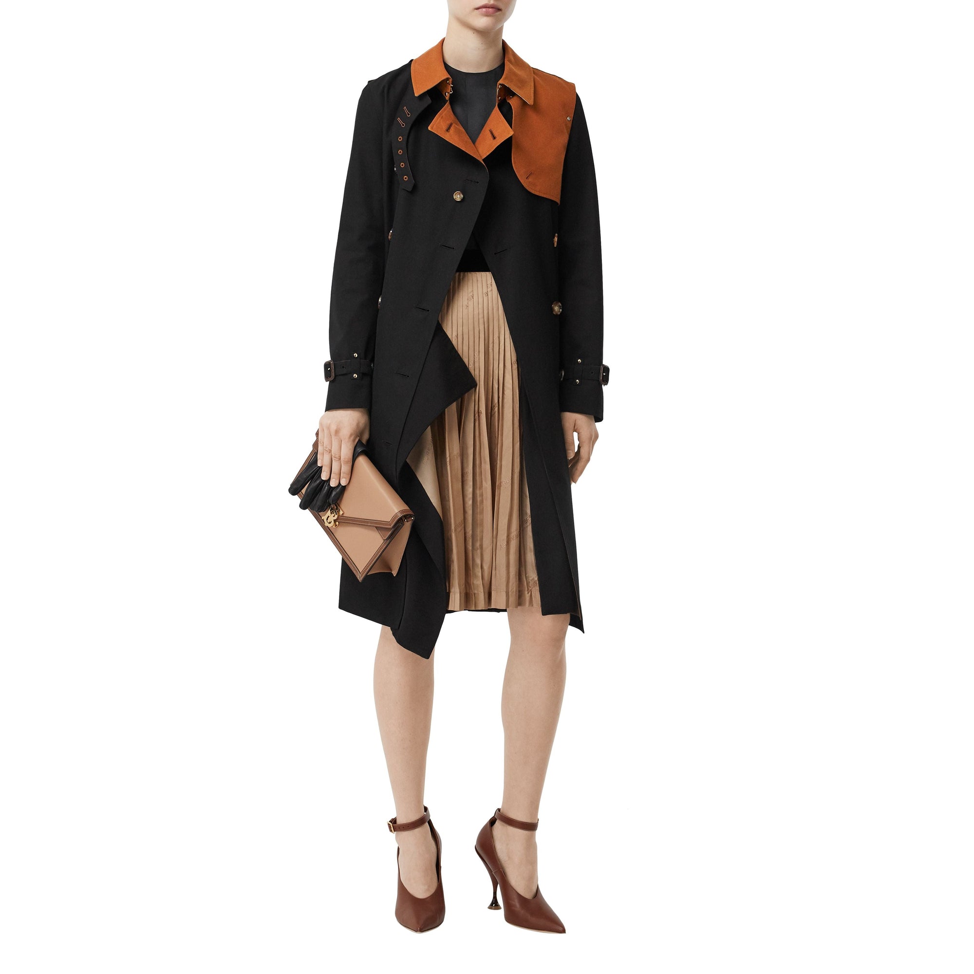 Trench en gabardine de coton bicolore - Black