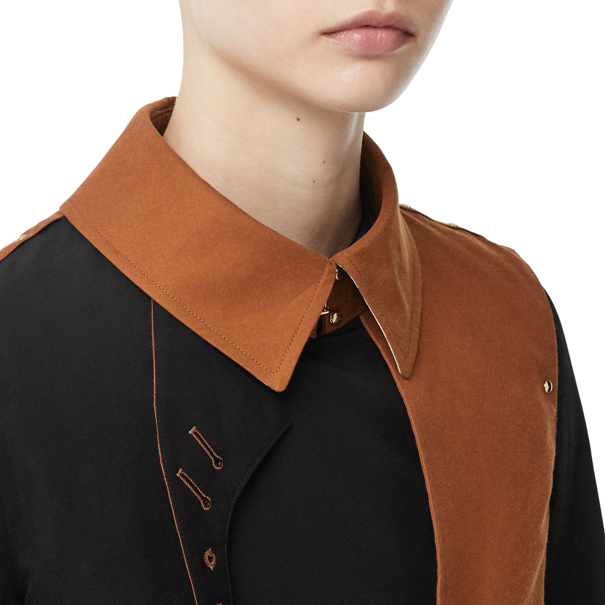 Trench en gabardine de coton bicolore - Black