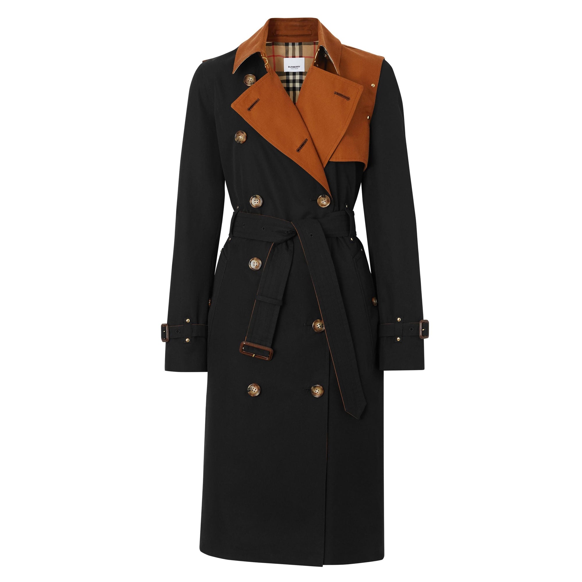Trench en gabardine de coton bicolore - Black