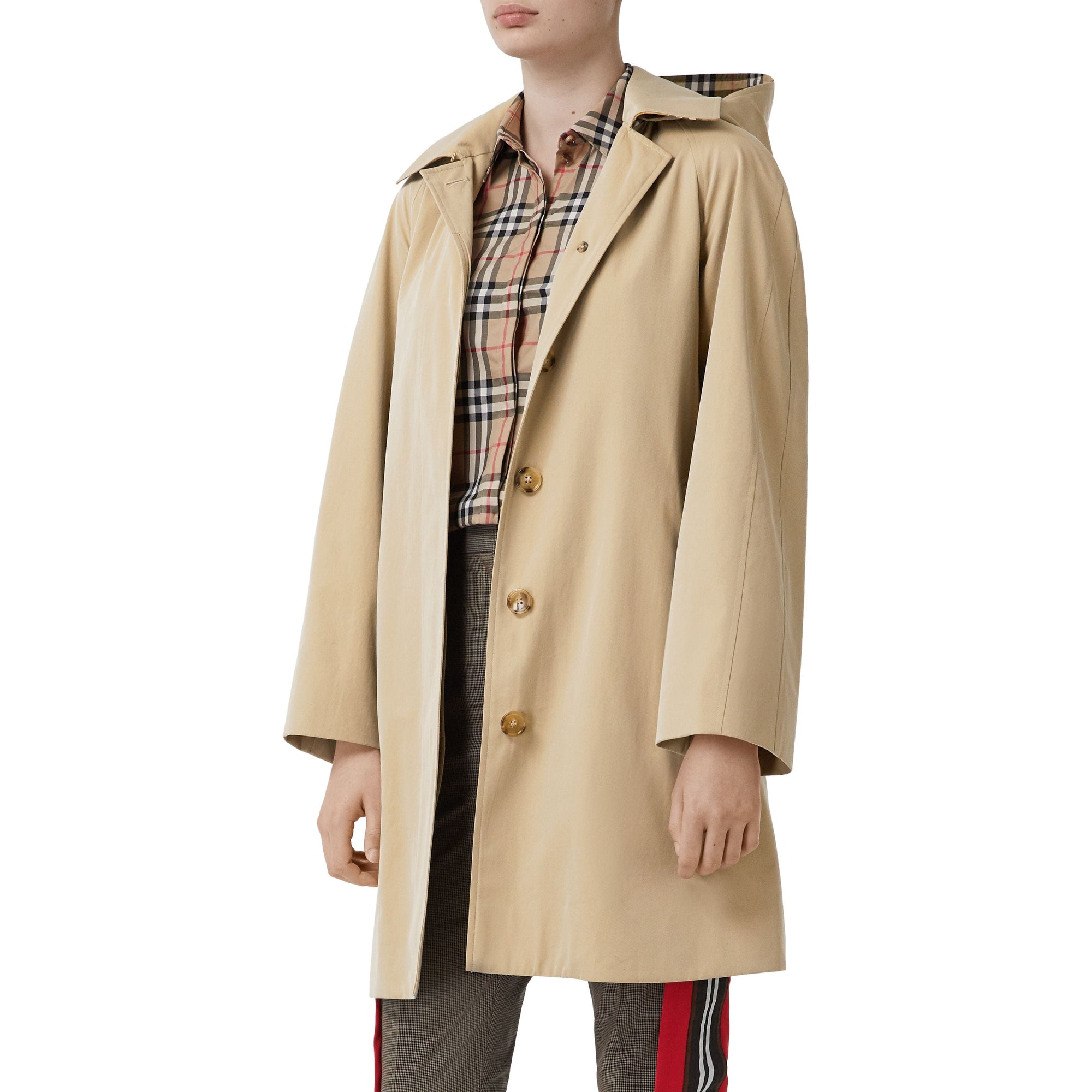 Manteau évasé en gabardine tropicale avec capuche amovible - Honey