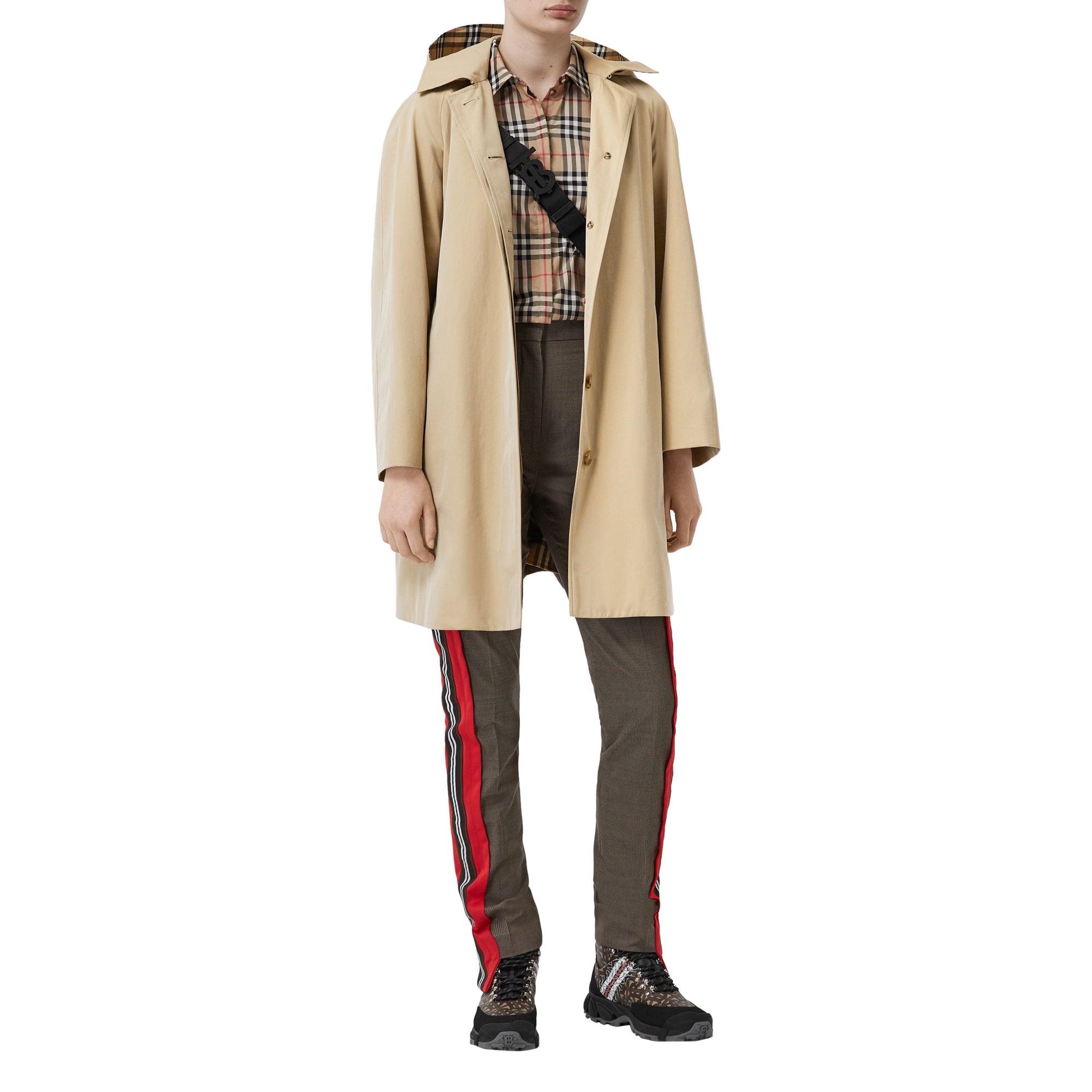 Manteau évasé en gabardine tropicale avec capuche amovible - Honey