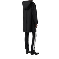 Manteau évasé en gabardine tropicale avec capuche amovible - Black
