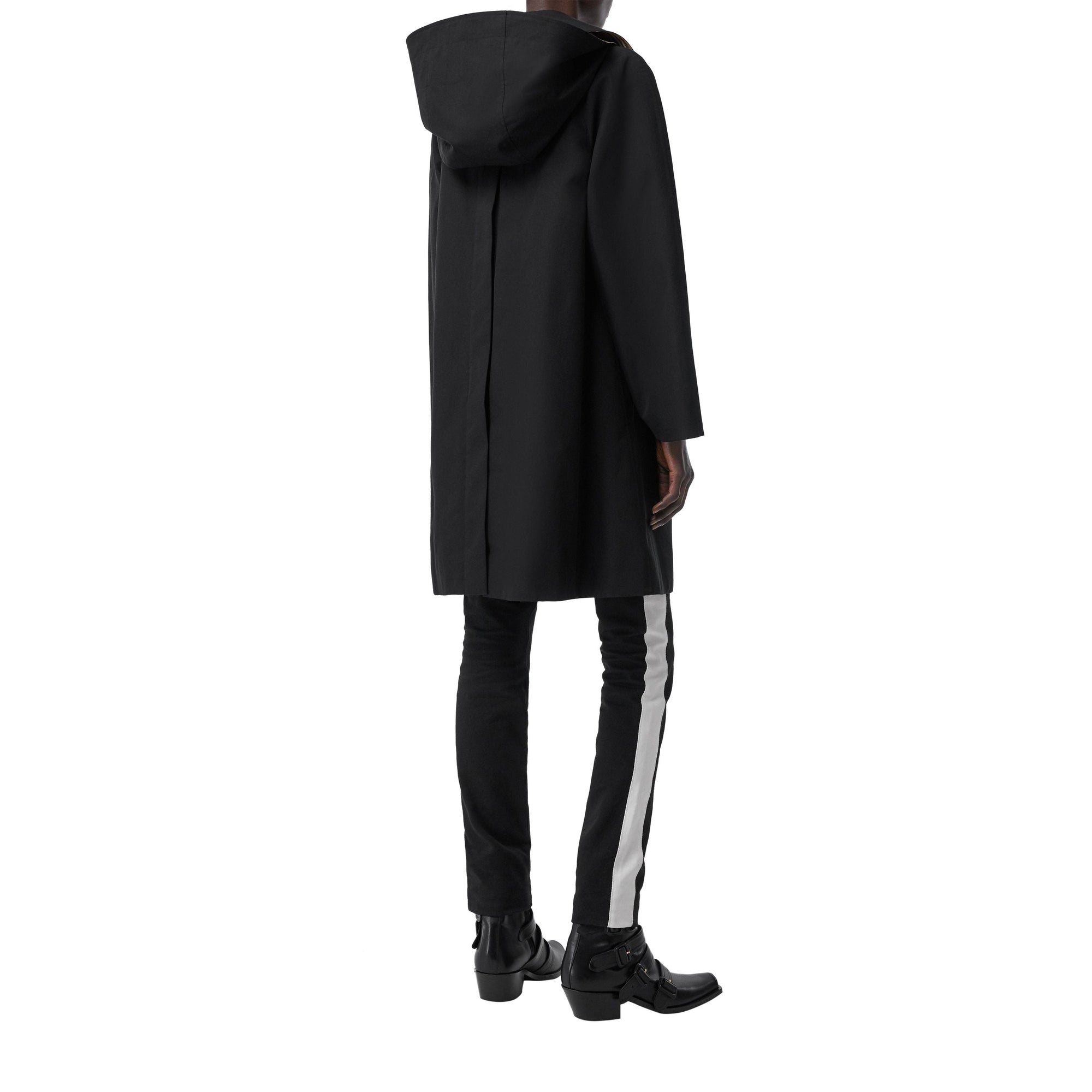 Manteau évasé en gabardine tropicale avec capuche amovible - Black