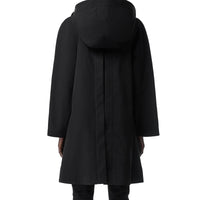Manteau évasé en gabardine tropicale avec capuche amovible - Black