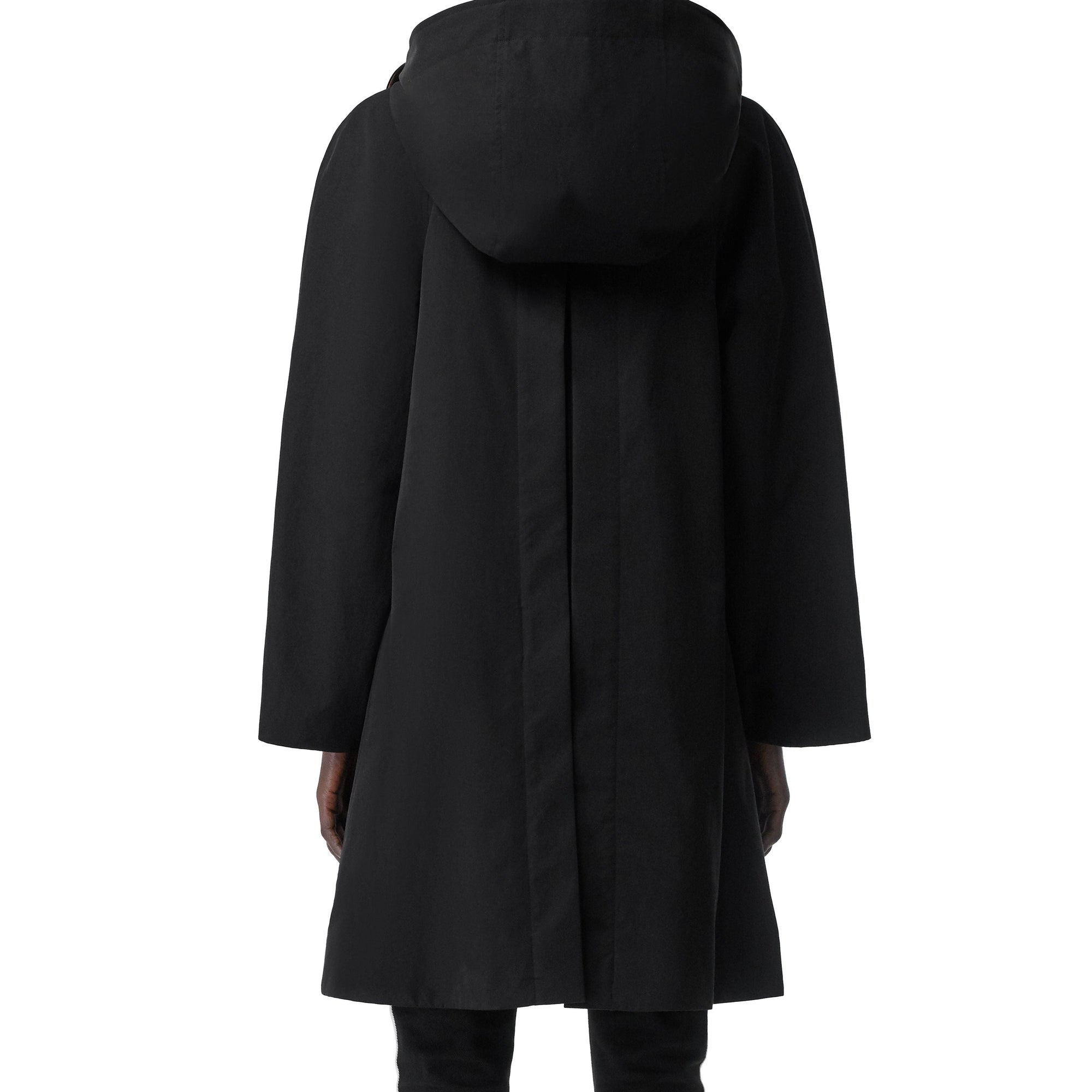 Manteau évasé en gabardine tropicale avec capuche amovible - Black