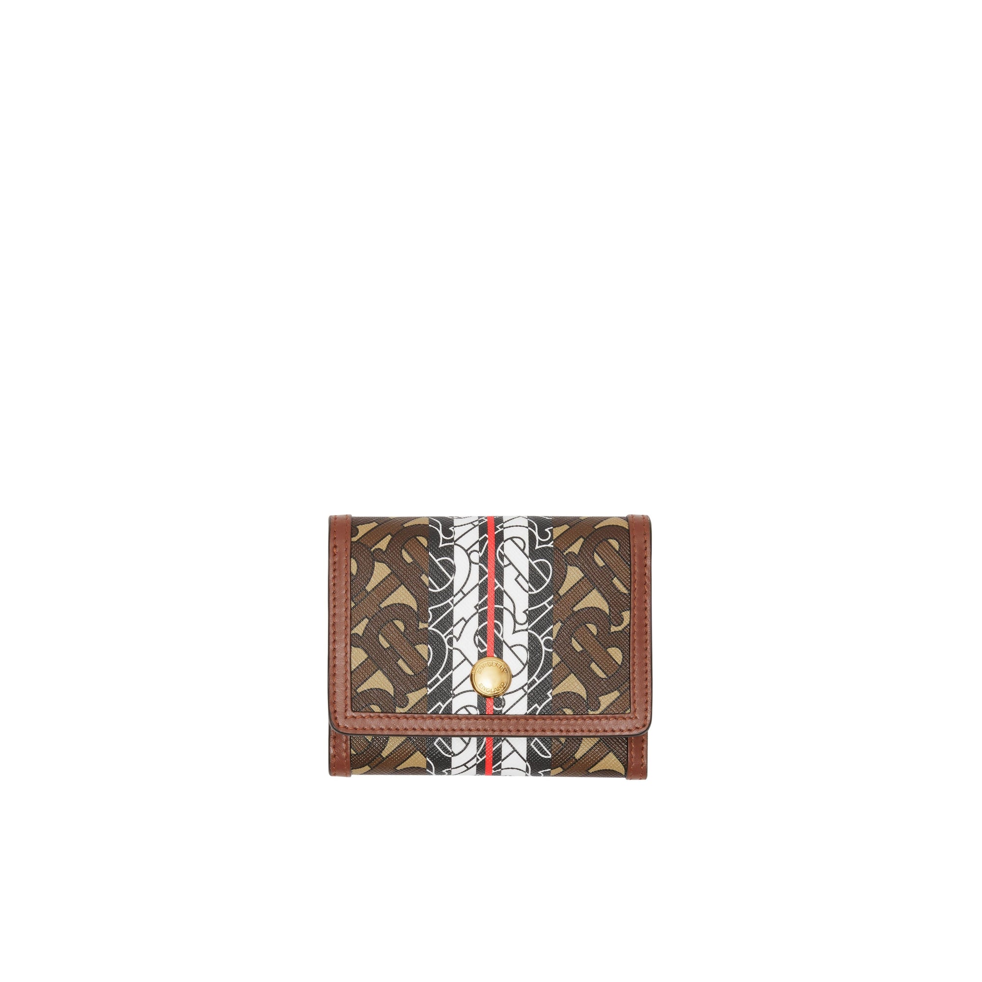 Petit portefeuille à rabat en toile écologique rayé Monogram - Bridle Brown