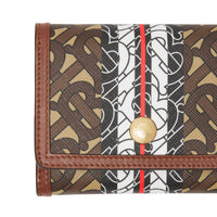 Petit portefeuille à rabat en toile écologique rayé Monogram - Bridle Brown