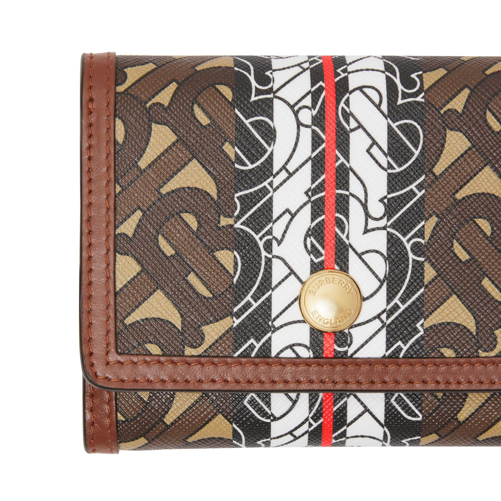 Petit portefeuille à rabat en toile écologique rayé Monogram - Bridle Brown