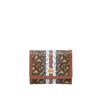 Petit portefeuille à rabat en toile écologique rayé Monogram - Bridle Brown