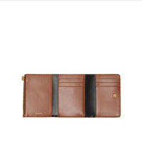 Petit portefeuille à rabat en toile écologique rayé Monogram - Bridle Brown
