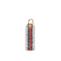 Porte-clés en cuir et toile écologique rayé Monogram - Bridle Brown