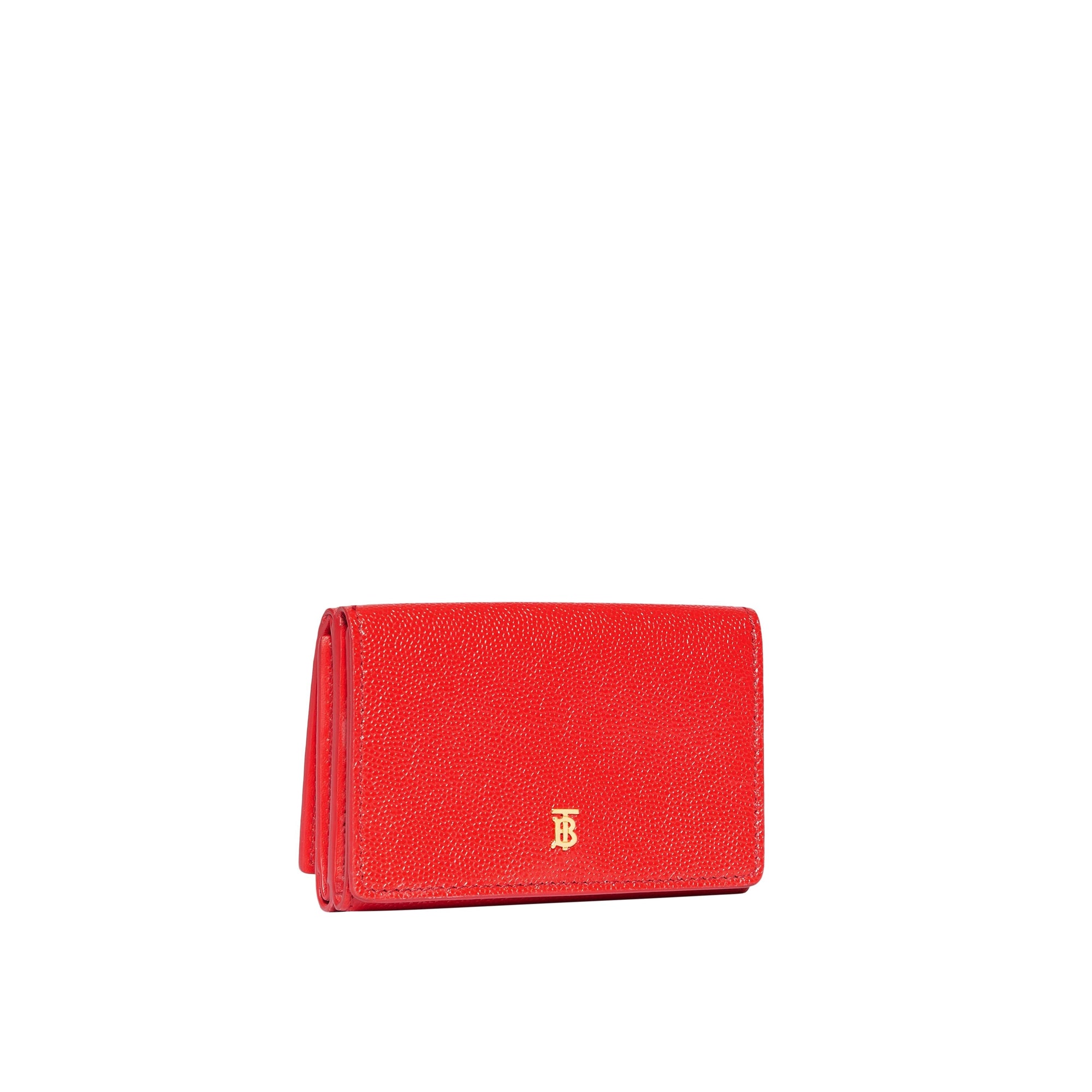 Petit portefeuille à rabat en cuir grainé - Bright Red