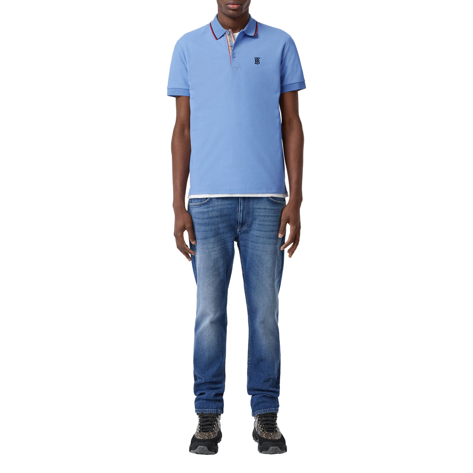 Polo en piqué de coton Monogram - Opal Blue